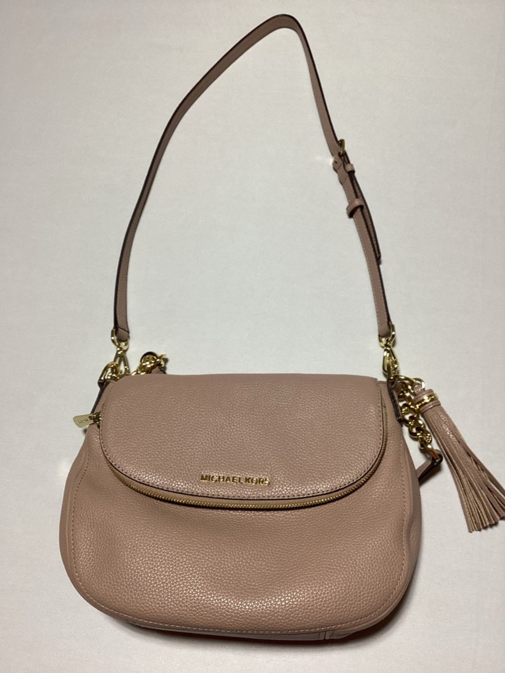 Michael Kors Bedford Tassel Nude Pink Leather Shoulder Crossbody Bag